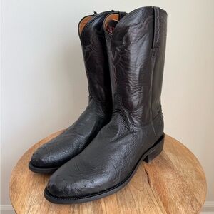 Lucchese 1883 Boots Black Smooth Ostrich M1650 C2 Roper Men’s 11 D NEW w/ Box!